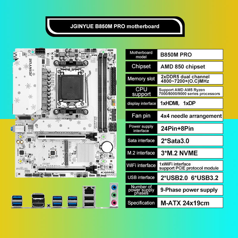 Tarjeta Madre JGINYUE B850M PR - Am5 Micro Atx Pcie 5.0 Motherboard reseña y precio