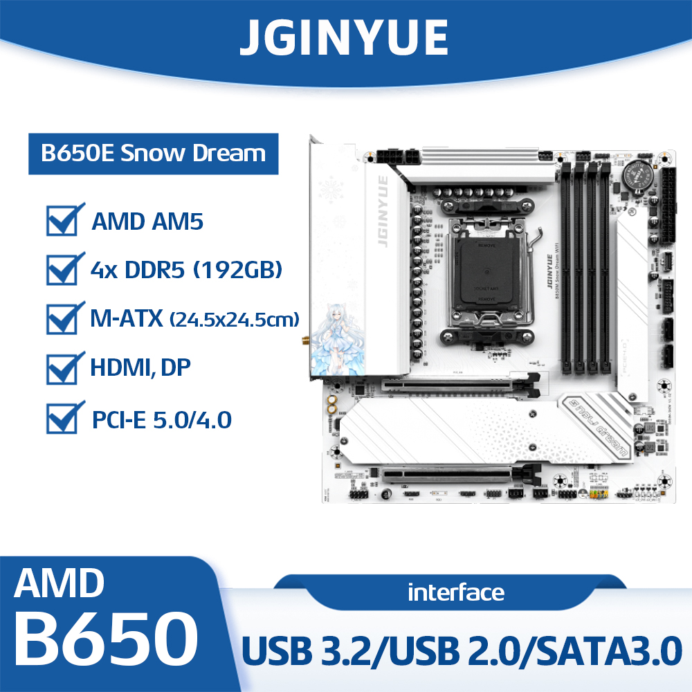 Tarjeta Madre JGINYUE B650E Sn - Am5 Micro Atx Pcie 5.0 Motherboard reseña y precio